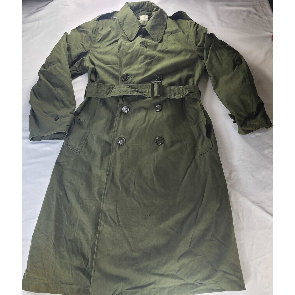 US Army Vietnam Long Overcoat Green Wool Liner Small 8405-261-6502 3rd Infantry